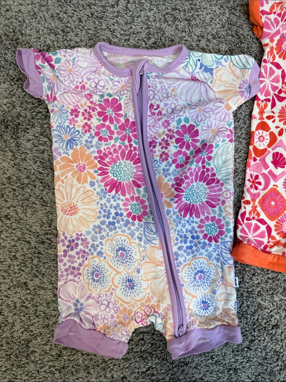 Little Sleepies Shortie Zippies Pajamas size 3-6 mos, 3 piece set - Picture 2 of 4
